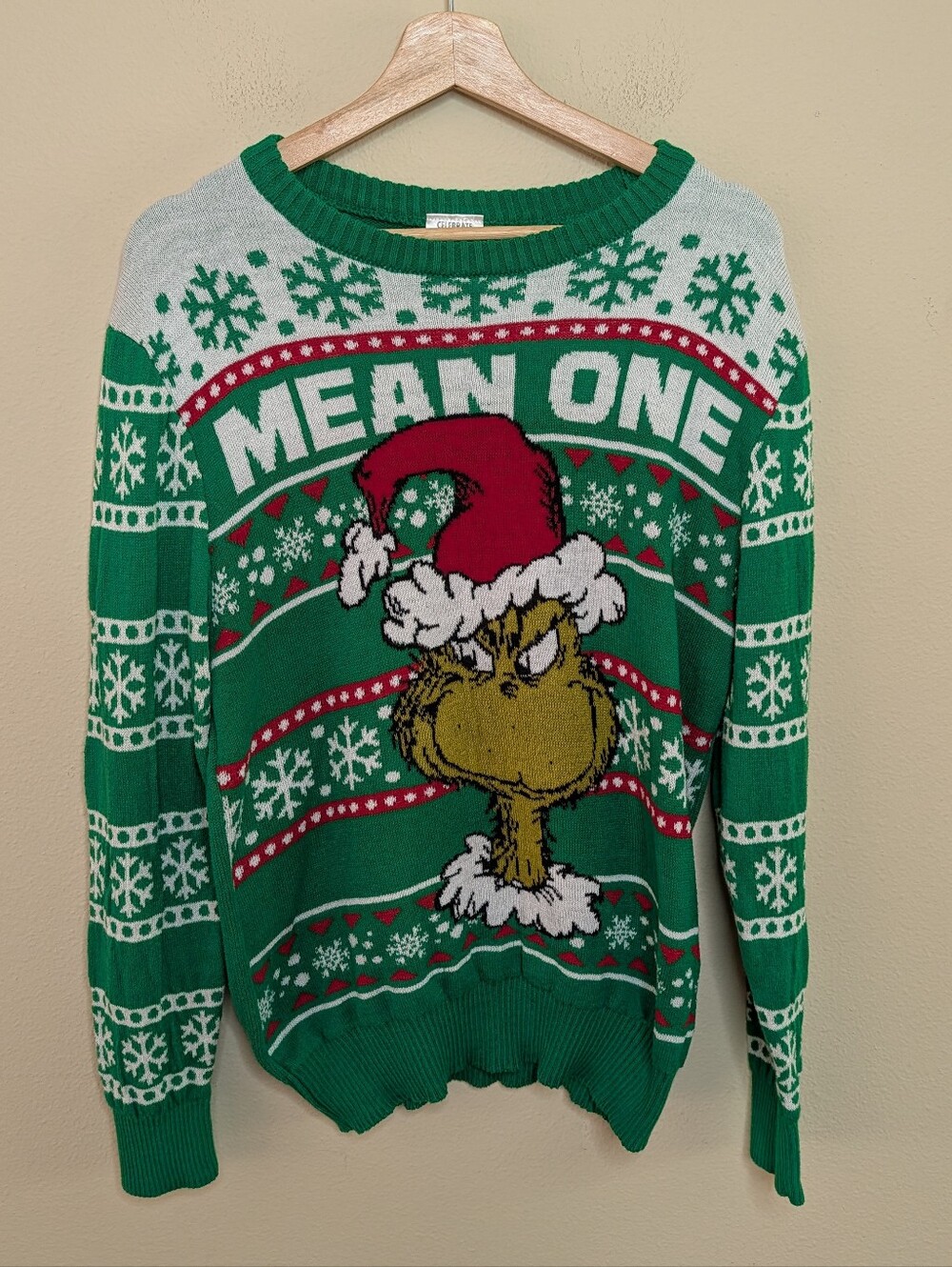 Dr. Seuss Grinch Mean One Ugly Christmas Sweater XL